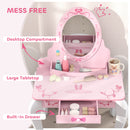AIYAPLAY Kids Dressing Table Set, 2 PCS Children Vanity Table with Stool