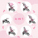 HOMCOM 6 In 1 Kids Trike, Stroller With Parent Handle