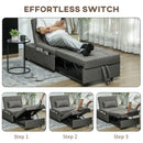 HOMCOM 4-in-1 Pull Out Sleeper Chair Bed with Pockets