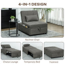 HOMCOM 4-in-1 Pull Out Sleeper Chair Bed with Pockets