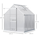 Outsunny Polycarbonate Walk-in Garden Greenhouse w/ Sliding Door Silver Tone