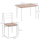 HOMCOM 5 Piece Dining Table and Chairs Set, Space Saving, Brown and White