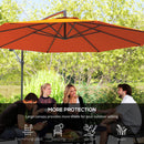 Outsunny 3(m) Garden Banana Parasol Cantilever Umbrella w/Crank& Base