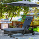 Outsunny  Rattan Sun Lounger  w/ Cushion -  Grey