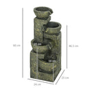 Outsunny Garden Water Feature with Adjustable Flow, 4-Tier Stone Look Bowls