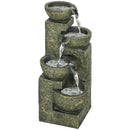 Outsunny Garden Water Feature with Adjustable Flow, 4-Tier Stone Look Bowls