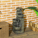 Outsunny Garden Water Feature with Adjustable Flow, 4-Tier Stone Look Bowls