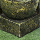 Outsunny Garden Water Feature with Adjustable Flow, 4-Tier Stone Look Bowls
