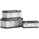 HOMCOM 3 Pieces Tool Case Set, 23\" 19\" 16\" Stainless Steel Tool Boxes