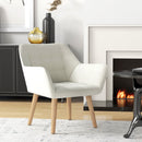 HOMCOM Velvet-Feel Pink Accent Chair With Arms Slanted Back Wood Legs