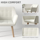 HOMCOM Velvet-Feel Pink Accent Chair With Arms Slanted Back Wood Legs