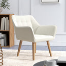 HOMCOM Velvet-Feel Pink Accent Chair With Arms Slanted Back Wood Legs