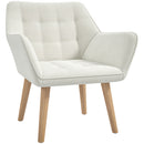 HOMCOM Velvet-Feel Pink Accent Chair With Arms Slanted Back Wood Legs