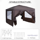 Outsunny  Gazebo 3mx3m - Coffee coloured shelter