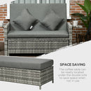 Outsunny Garden Rattan Daybed 2 Seater - Grey