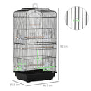 PawHut 92cm Large Bird Cage With Stand, Perches, Food Bowls, Swing, Black