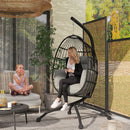 Outsunny Egg Chair Outdoor Indoor Garden Swing Chair, Folding Basket