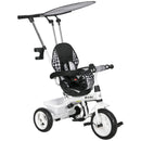 HOMCOM 6 In 1 White Kids Tricycle W/ Removable Handle For 1.5+ Year