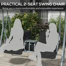 Outsunny 2 Person Covered Patio Swing with Pivot Table & Storage Console Black