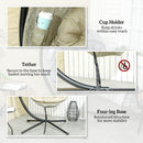 Outsunny Hanging Egg Chair Outdoor Indoor Swing Chair, Folding Basket