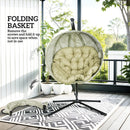 Outsunny Hanging Egg Chair Outdoor Indoor Swing Chair, Folding Basket