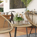 Outsunny Rattan Bistro Set, Cushioned Acapulco Chairs, Glass Table