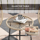 Outsunny Rattan Bistro Set, Cushioned Acapulco Chairs, Glass Table