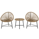 Outsunny Rattan Bistro Set, Cushioned Acapulco Chairs, Glass Table