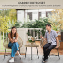 Outsunny Rattan Bistro Set, Cushioned Acapulco Chairs, Glass Table