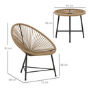 Outsunny Rattan Bistro Set, Cushioned Acapulco Chairs, Glass Table
