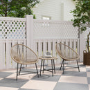 Outsunny Rattan Bistro Set, Cushioned Acapulco Chairs, Glass Table