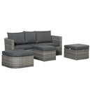 Outsunny Rattan Sofa Set to Daybed - Grey