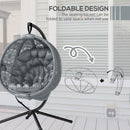 Outsunny Hanging Swing Chair w/ Metal Stand & Side Pocket, Charcoal Grey