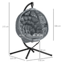 Outsunny Hanging Swing Chair w/ Metal Stand & Side Pocket, Charcoal Grey