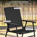 Outsunny 2pcs Rattan Chair Foldable Garden Furniture w/ Armrest Black
