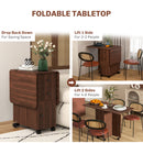 HOMCOM Folding Dining Table, Drop Leaf Table With Drawers Distressed