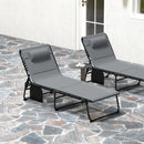 Outsunny Folding Sun Loungers Set of 2, Reclining Sun Bed, Light Grey