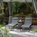 Outsunny Folding Sun Loungers Set of 2, Reclining Sun Bed, Light Grey