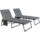 Outsunny Folding Sun Loungers Set of 2, Reclining Sun Bed, Light Grey
