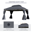 Outsunny 3x4m 2-Tier Gazebo Aluminium Garden Marquee Party Tent Black