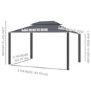 Outsunny 3x4m 2-Tier Gazebo Aluminium Garden Marquee Party Tent Black