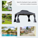 Outsunny 3x4m 2-Tier Gazebo Aluminium Garden Marquee Party Tent Black