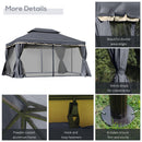 Outsunny 3x4m 2-Tier Gazebo Aluminium Garden Marquee Party Tent Black