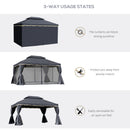 Outsunny 3x4m 2-Tier Gazebo Aluminium Garden Marquee Party Tent Black