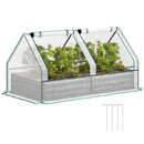 Outsunny Raised Garden Bed Planter Box with Greenhouse, White and Dark Grey