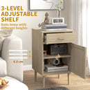 HOMCOM Bedside Tables Set of 2 with Drawer Cabinet Adjustable Shelf Natural