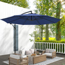Outsunny 3(m) Garden Banana Parasol Cantilever Umbrella w/Crank& Base