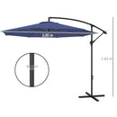 Outsunny 3(m) Garden Banana Parasol Cantilever Umbrella w/Crank& Base
