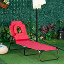 Outsunny Folding Sun Lounger Set of 2 Reclining Chair with Reading Hole