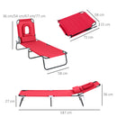 Outsunny Folding Sun Lounger Set of 2 Reclining Chair with Reading Hole